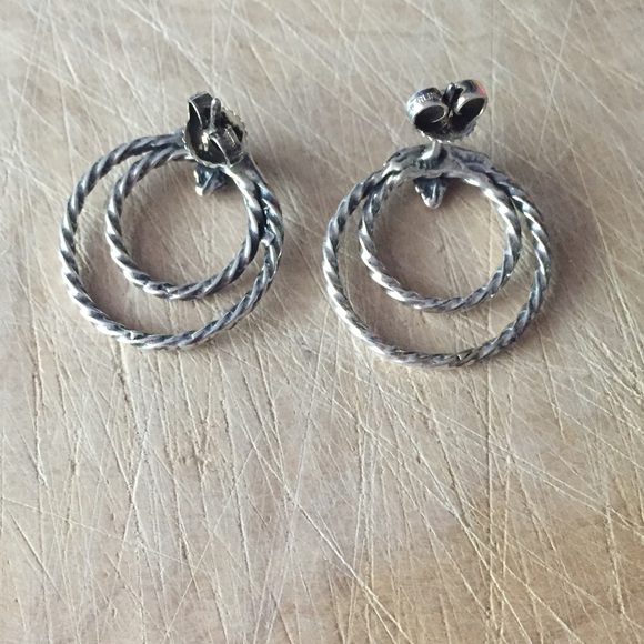 Vintage silver rope earrings - Picture 2 of 5